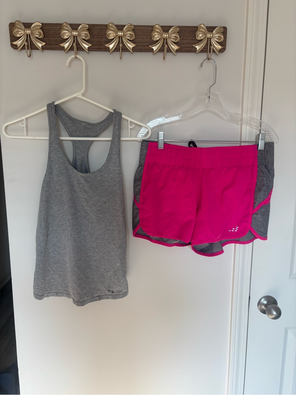 Under Armour Gray Racerback Tank with Hot Pink Athletic Shorts